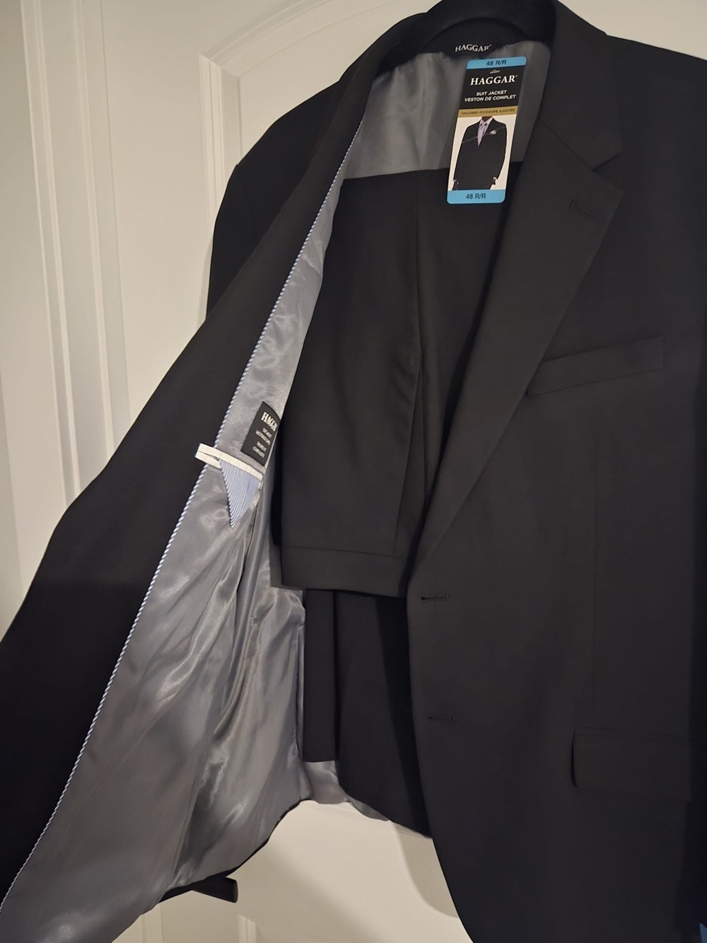NWT Haggar J.M. Premium Suit Sets - Black (Jacket 48R or 44L / Pants 38x30)